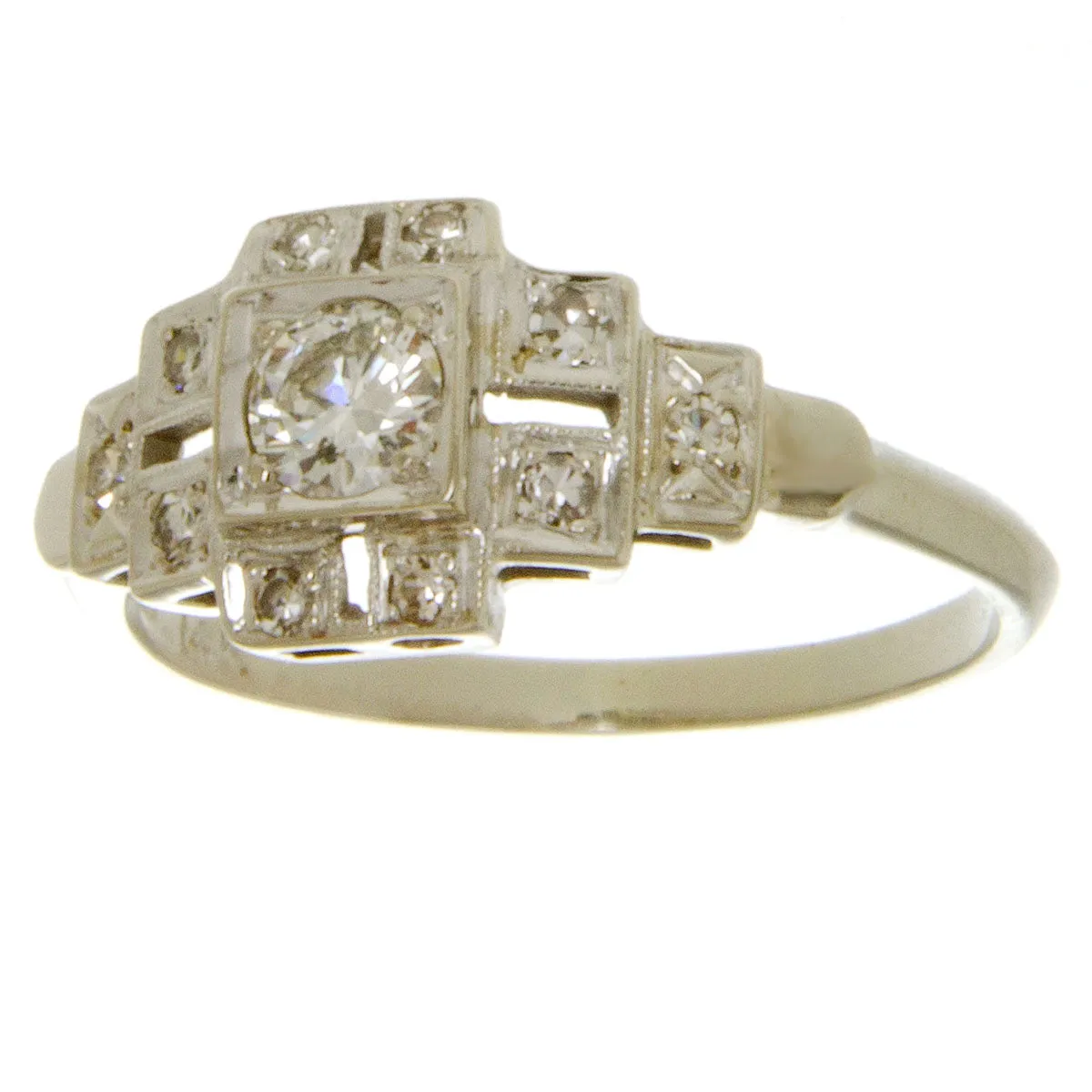 Art Deco 14K Diamond Engagement Ring