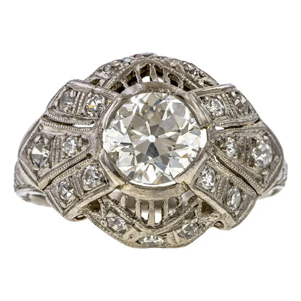 Art Deco Engagement Ring, Circular Brilliant 1.03ct.