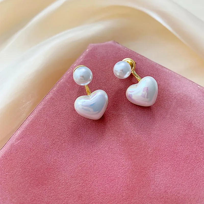 Asymmetric Red Heart Stud Earrings For Women Creative Hollow