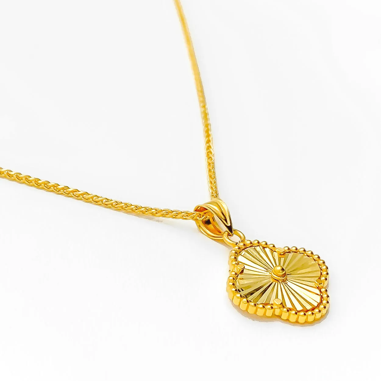 Bespoke Golden Clover 22k Gold Pendant W/ Chain