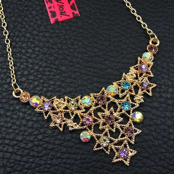 Betsey Johnson Star Multi-Color Rhinestone Necklace