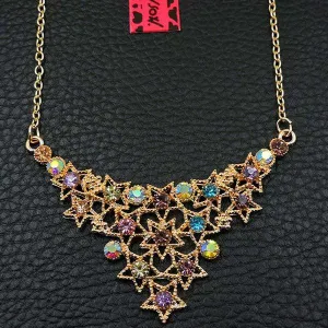 Betsey Johnson Star Multi-Color Rhinestone Necklace