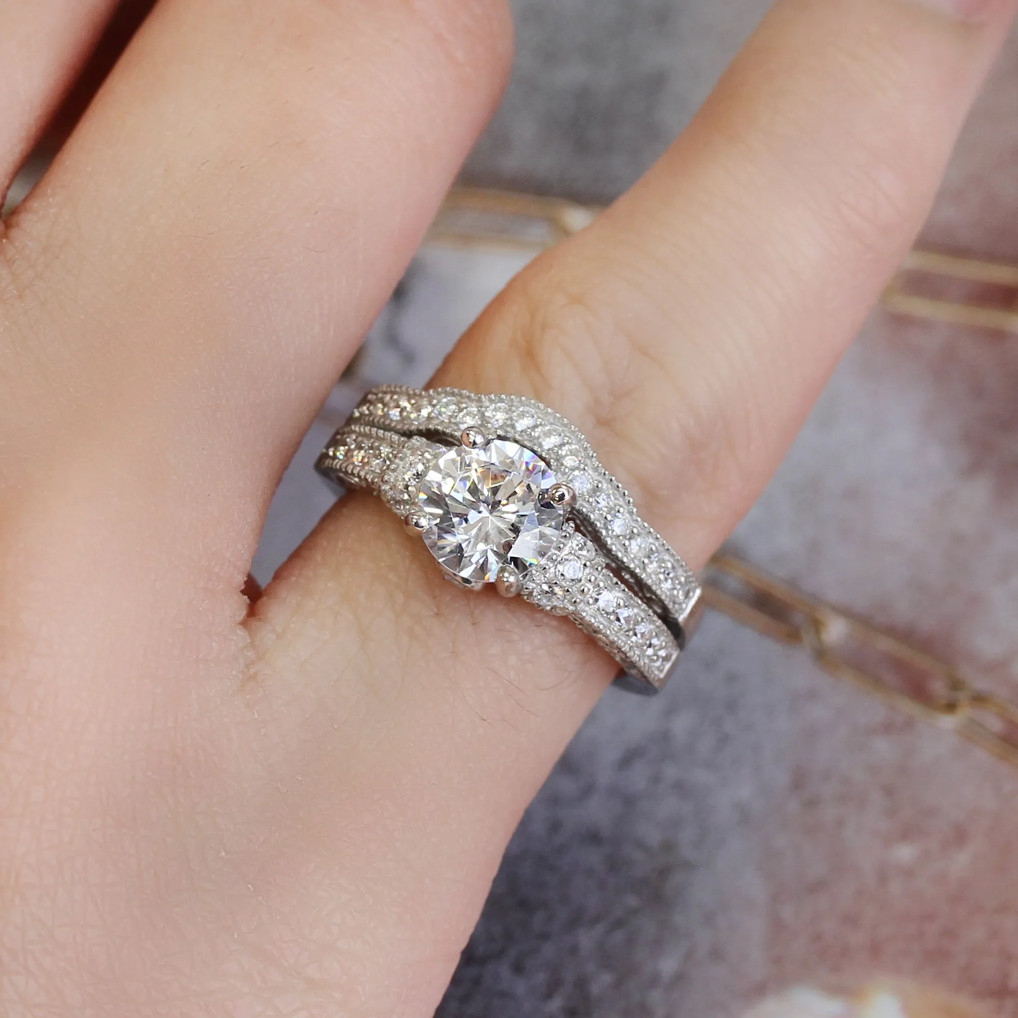 Brilliant 1.25 Carat Heritage Vintage Ring Set