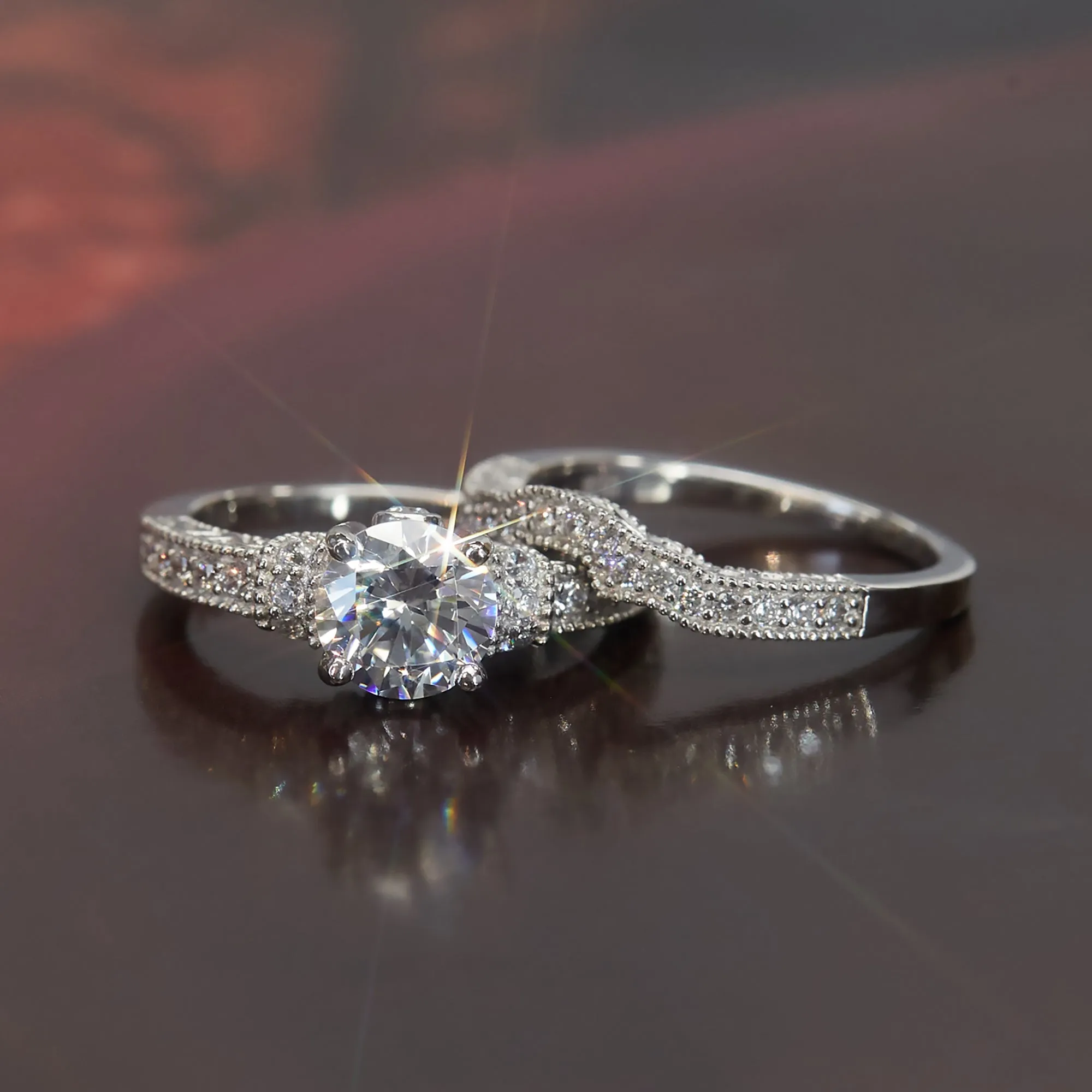 Brilliant 1.25 Carat Heritage Vintage Ring Set