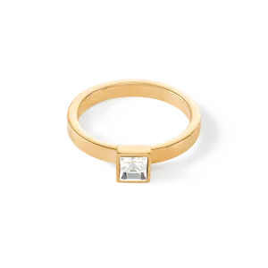 Brilliant Square small ring gold crystal