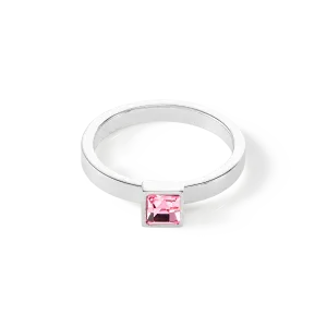 Brilliant Square small ring silver light pink