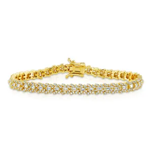 BUTTERFLY BAGETTE CZ TENNIS BRACELET, GOLD