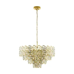 Calmeilles 78cm 10 Light Brass and Crystal Classic Feature Pendant