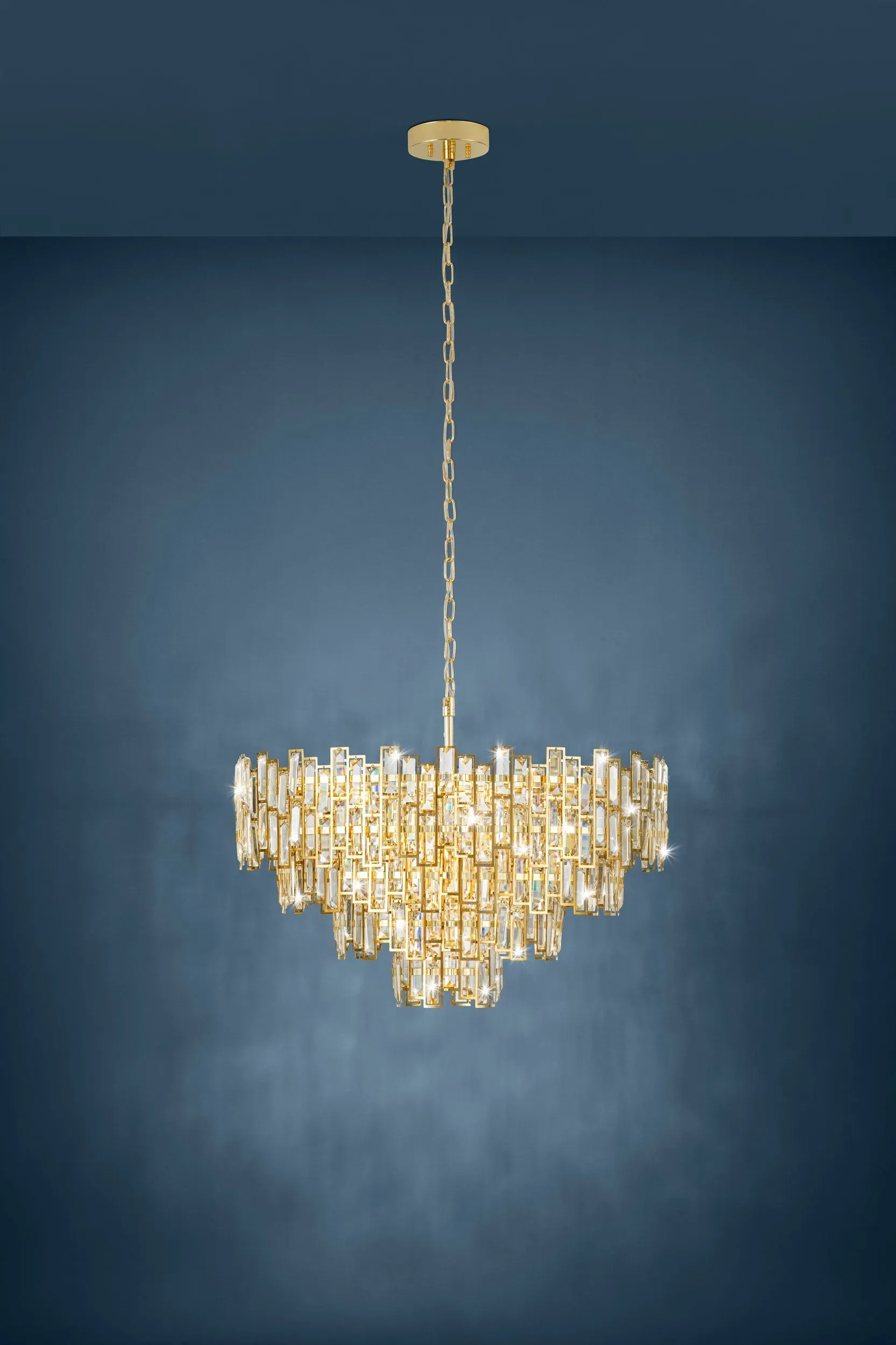 Calmeilles 78cm 10 Light Brass and Crystal Classic Feature Pendant