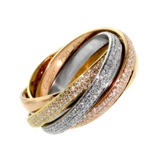 Cartier Trinity 6 Band Diamond Gold Ring