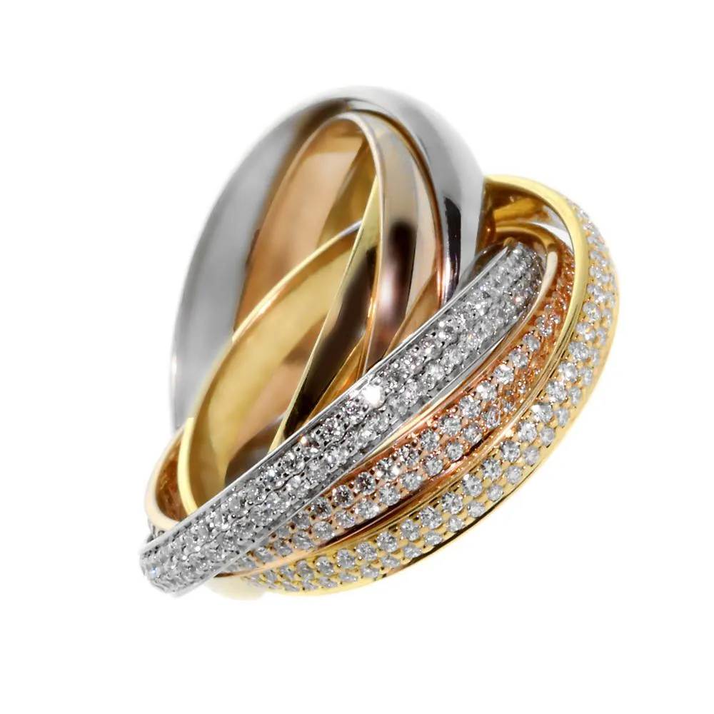 Cartier Trinity 6 Band Diamond Gold Ring