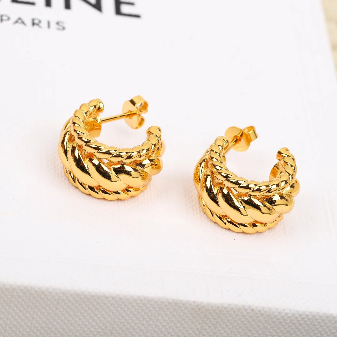 Celine Personalized European and American Style Fashionable and Versatile Hemp Edge C-shaped Earrings EHA73