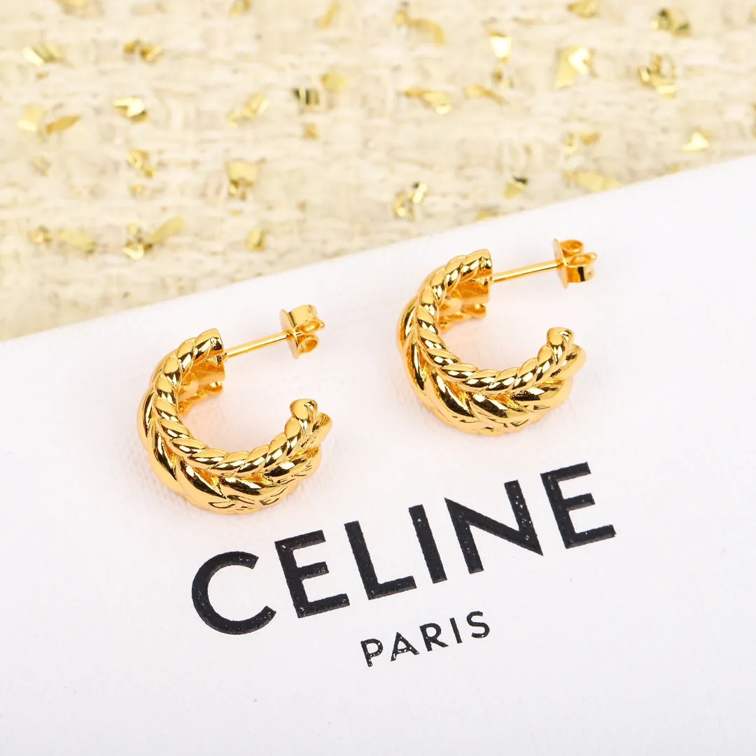 Celine Personalized European and American Style Fashionable and Versatile Hemp Edge C-shaped Earrings EHA73