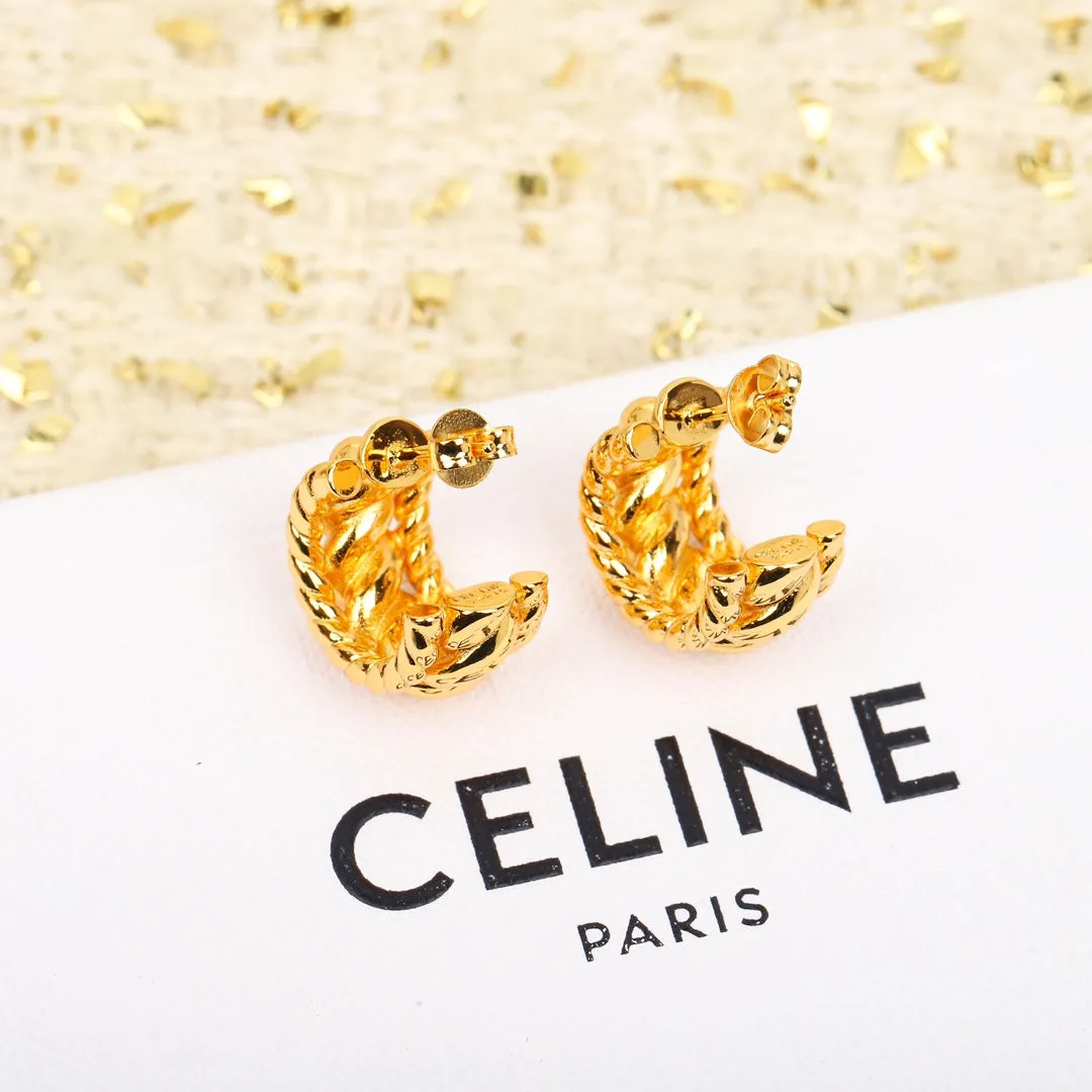 Celine Personalized European and American Style Fashionable and Versatile Hemp Edge C-shaped Earrings EHA73