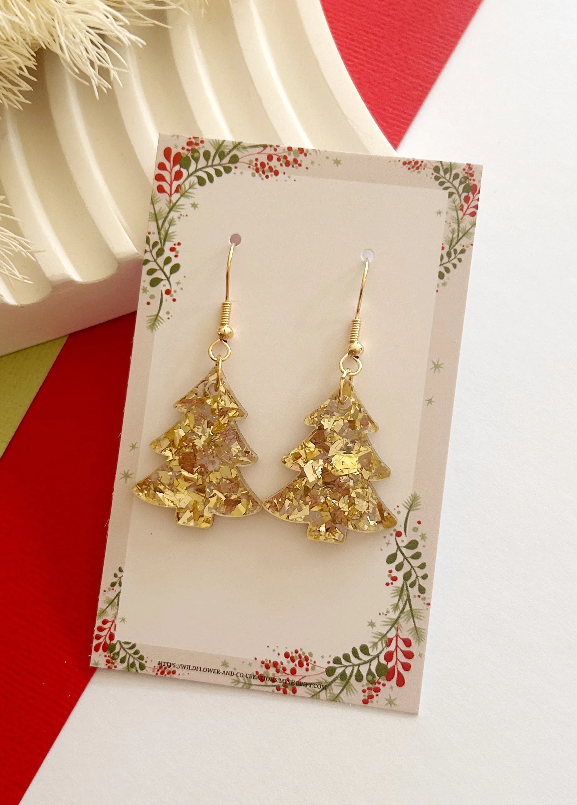 Christmas Tree dangles - chunky glitter