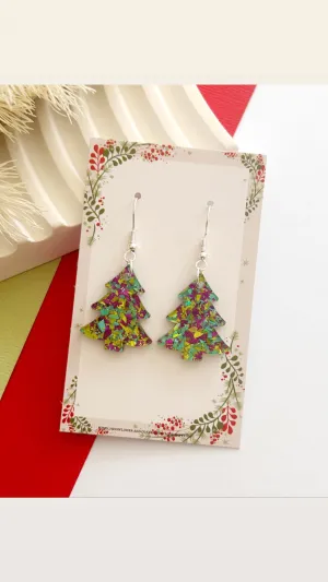 Christmas Tree dangles - chunky glitter