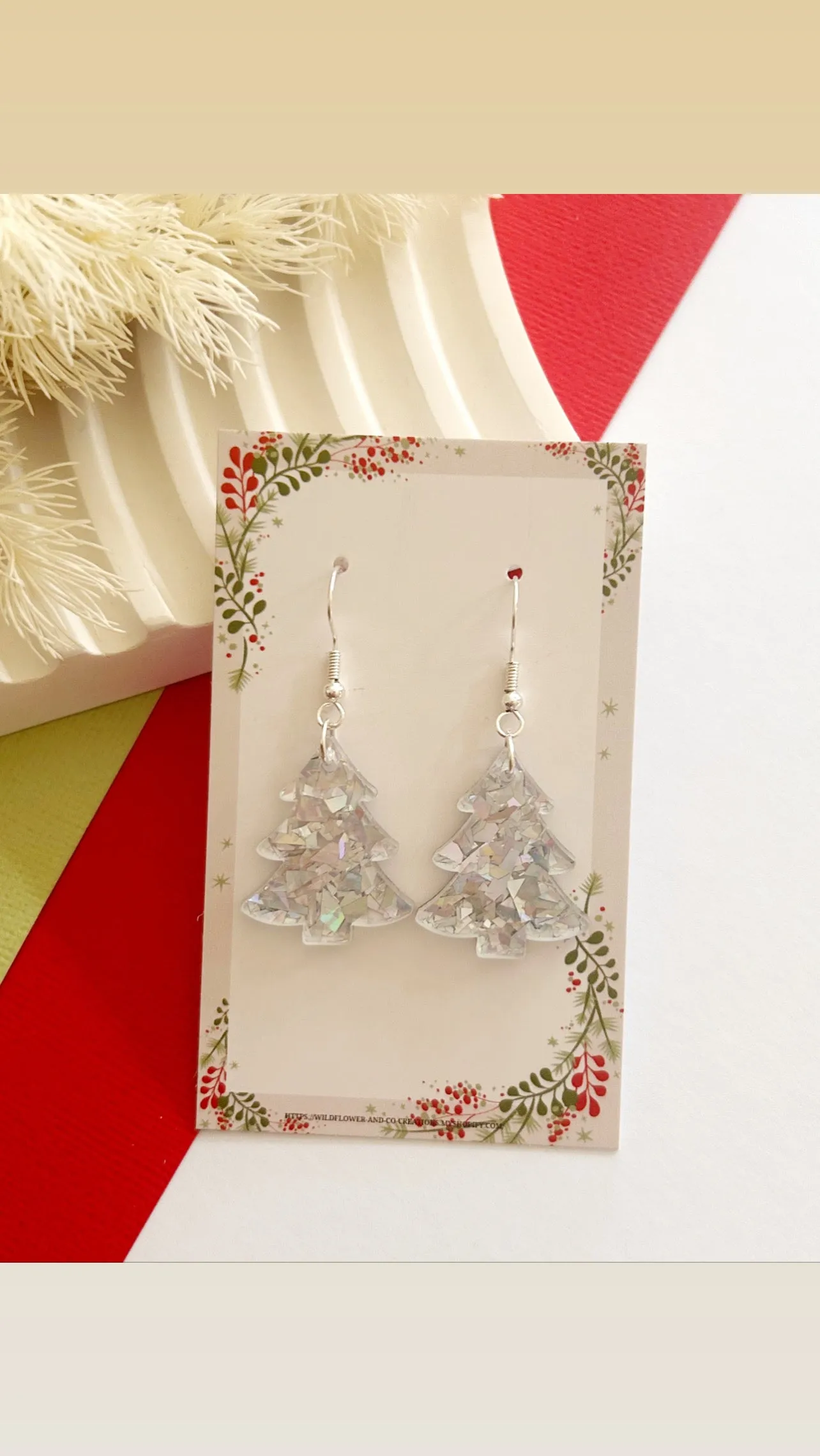 Christmas Tree dangles - chunky glitter