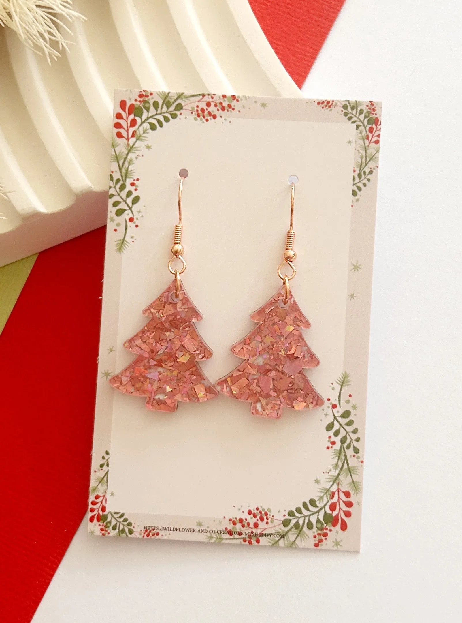 Christmas Tree dangles - chunky glitter