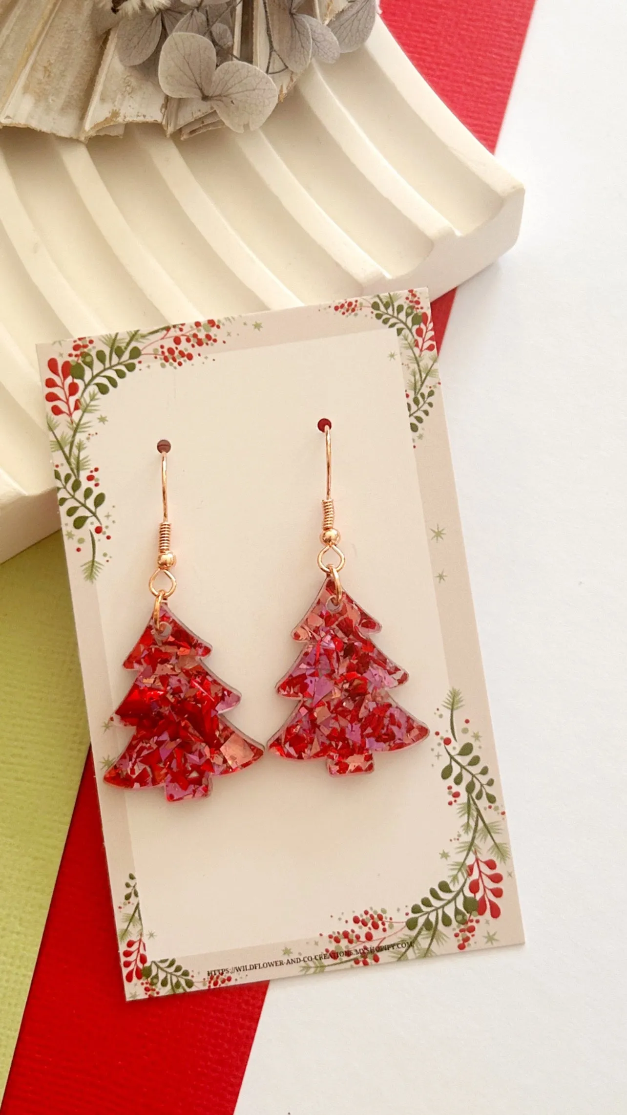 Christmas Tree dangles - chunky glitter