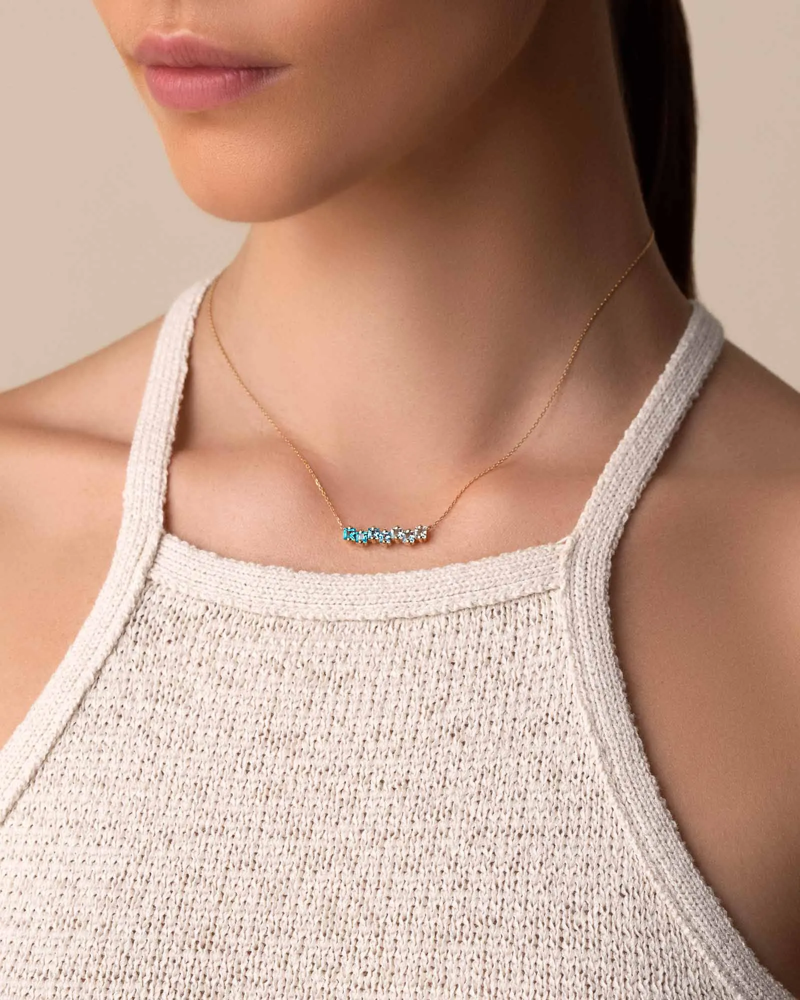 Cierra Light Blue Ombre Bar Pendant