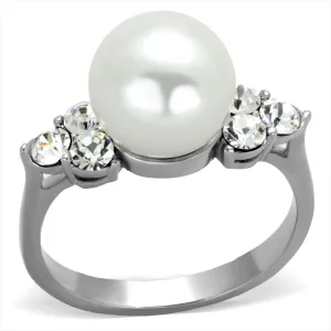 CJE1824 White Pearl Stainless Steel Ring