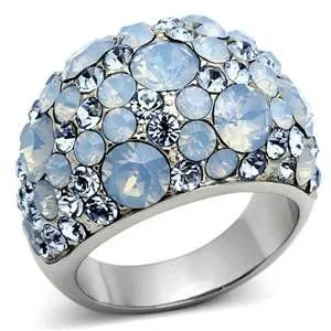 CJG1263 Wholesale London Blue Pave Dome Stainless Steel Ring