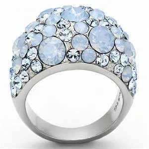 CJG1263 Wholesale London Blue Pave Dome Stainless Steel Ring