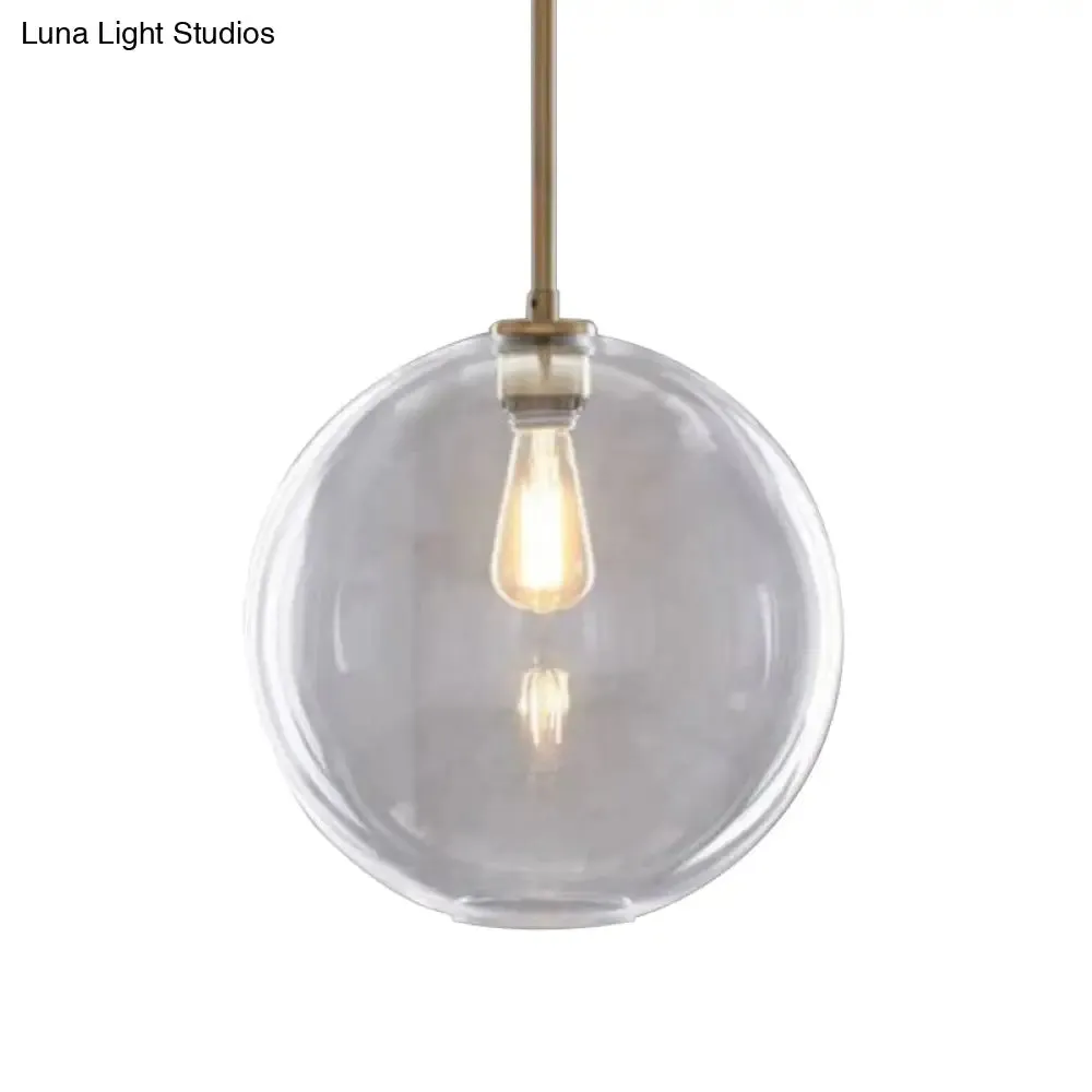 Contemporary Clear Glass Globe Pendant Light - 1 Light, 8"/10"/12" Wide Hanging Lamp