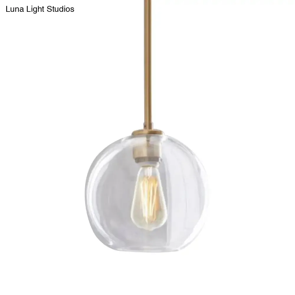 Contemporary Clear Glass Globe Pendant Light - 1 Light, 8"/10"/12" Wide Hanging Lamp