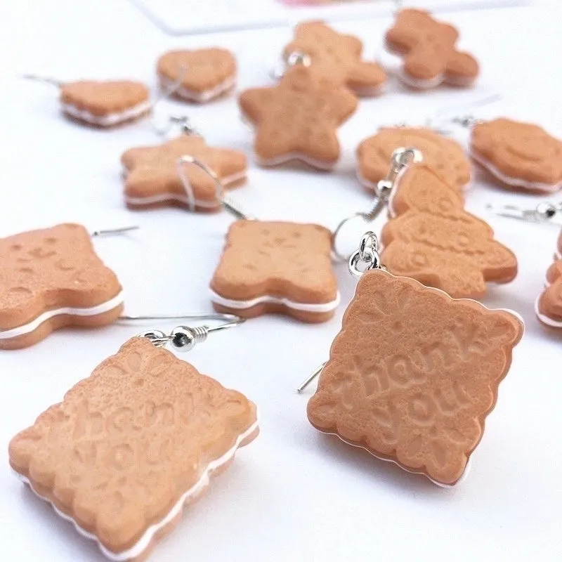 Cream Sandwich Biscuits Creative Bear Gingerbread Man Earrings