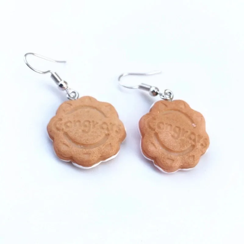 Cream Sandwich Biscuits Creative Bear Gingerbread Man Earrings