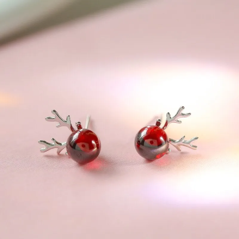 Creative Christmas Ornaments Stylish Christmas Elk Crystal Deer Stud Earrings For Women