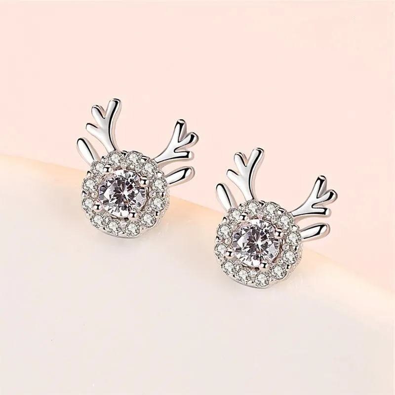 Creative Christmas Ornaments Stylish Christmas Elk Crystal Deer Stud Earrings For Women