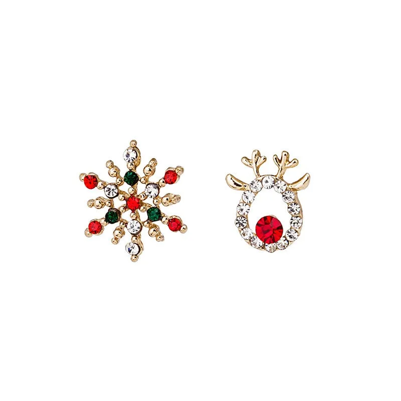 Creative Christmas Ornaments Stylish Christmas Elk Crystal Deer Stud Earrings For Women