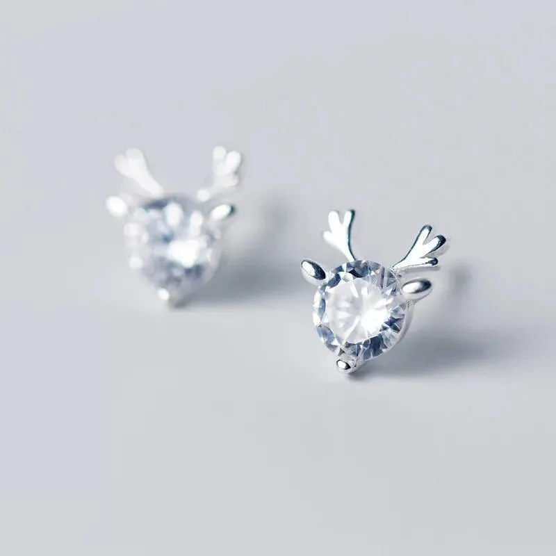 Creative Christmas Ornaments Stylish Christmas Elk Crystal Deer Stud Earrings For Women