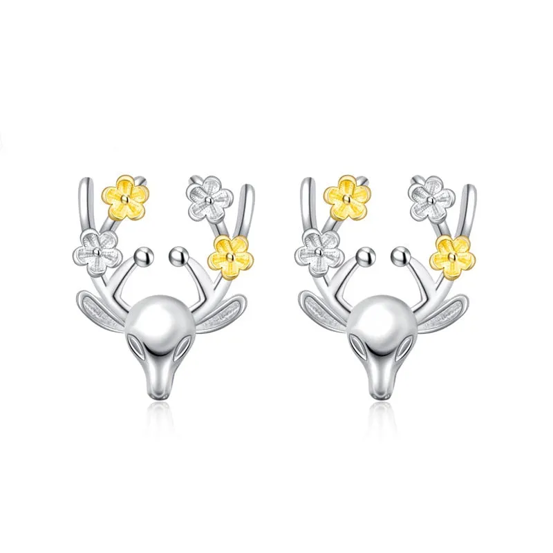 Creative Christmas Ornaments Stylish Christmas Elk Crystal Deer Stud Earrings For Women