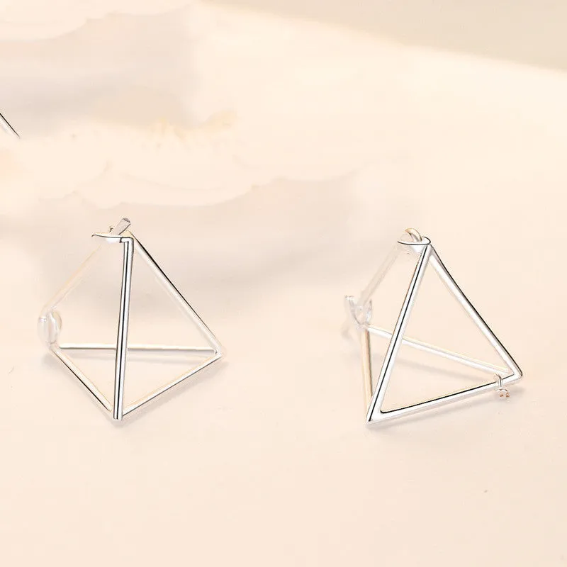 Creative Small Hollow Three-Dimensional Geometric Triangle Stud Earrings