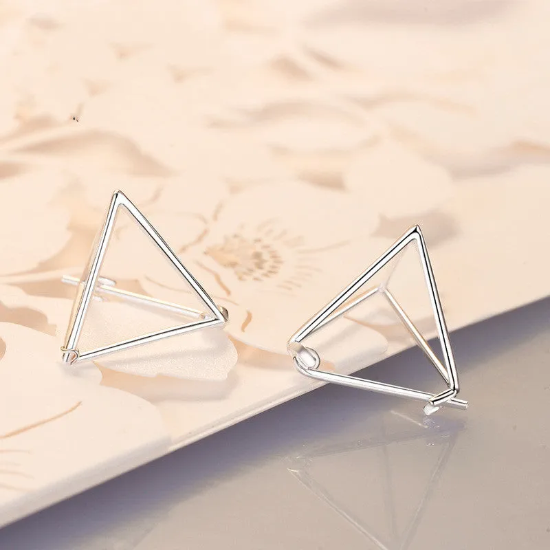 Creative Small Hollow Three-Dimensional Geometric Triangle Stud Earrings