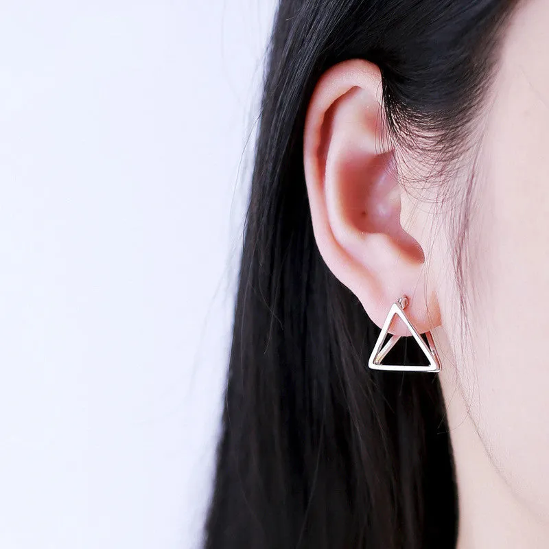 Creative Small Hollow Three-Dimensional Geometric Triangle Stud Earrings