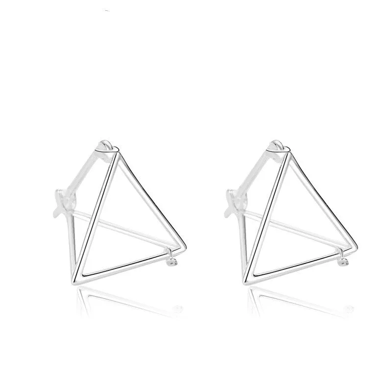 Creative Small Hollow Three-Dimensional Geometric Triangle Stud Earrings