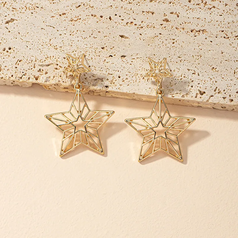 Creative Star Asymmetry Metal Earrings - Vienna Verve Collection by Planderful