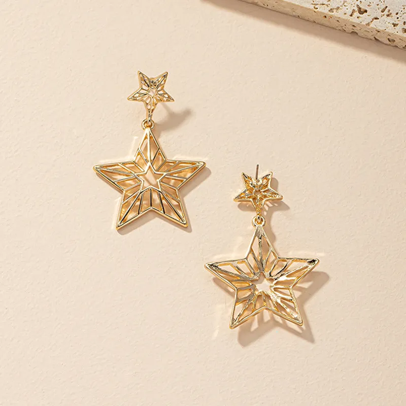 Creative Star Asymmetry Metal Earrings - Vienna Verve Collection by Planderful