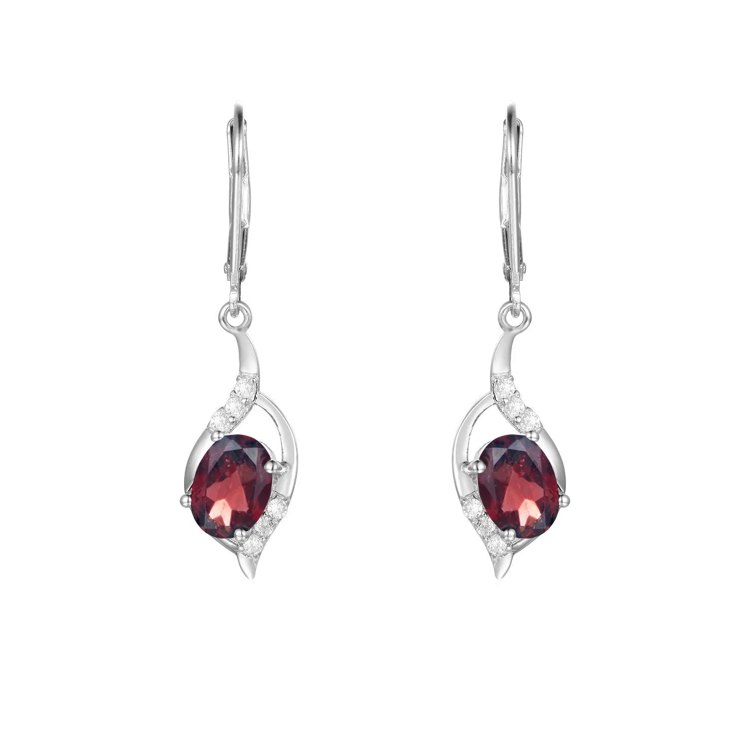 Creative Water Droplet Oval Natural Gemstone Silver Drop Earrings