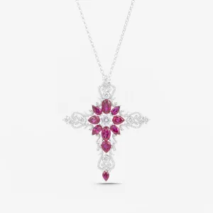 Cross Ruby and Diamond Necklace