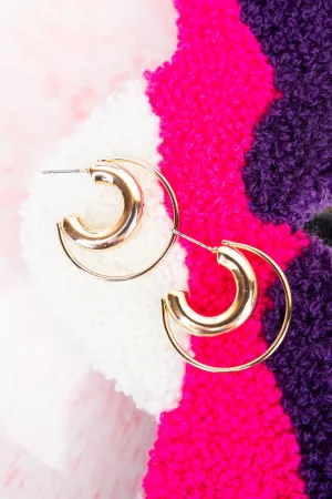 Crystal Avenue Luna Double Goldtone Hoop Earrings