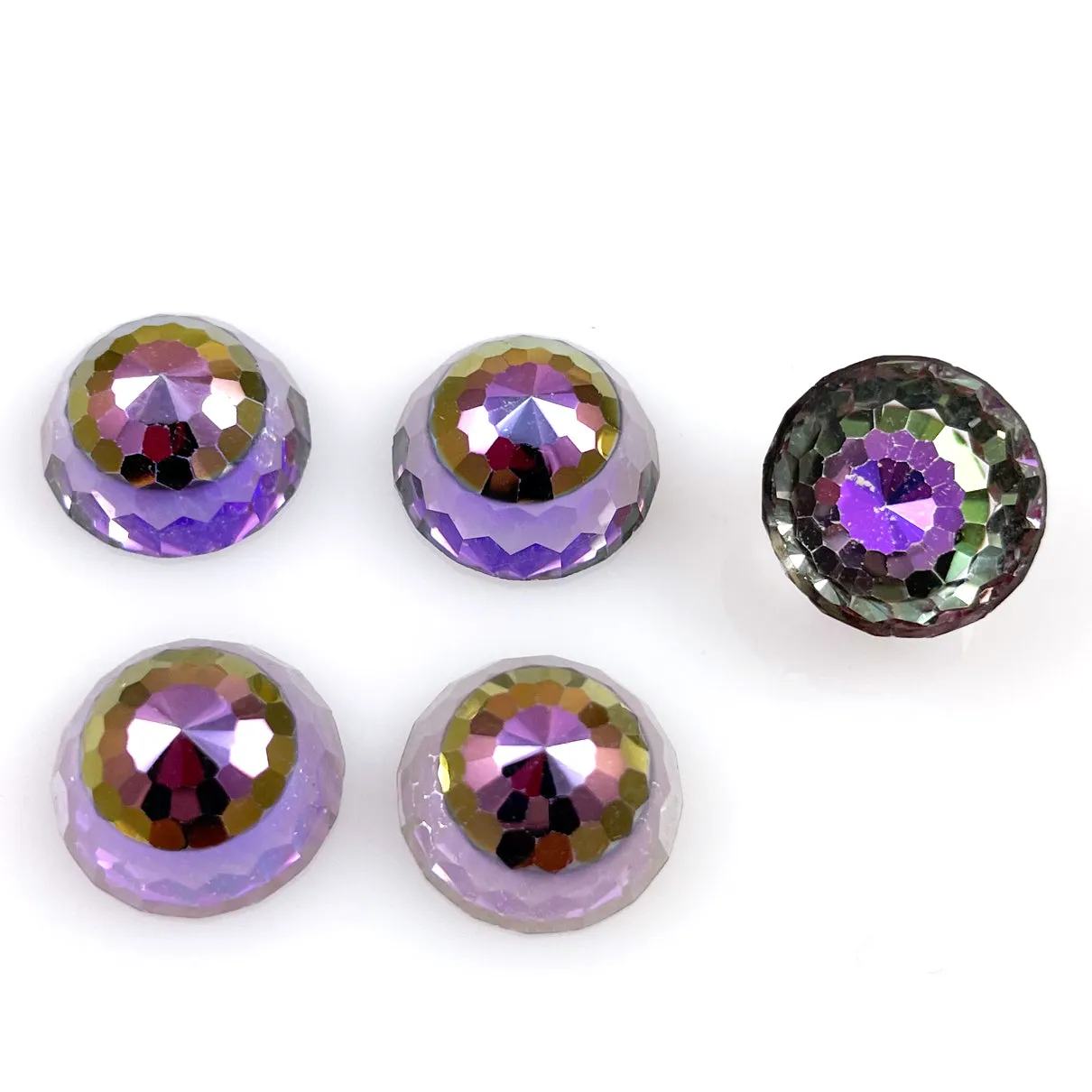 Czech Heliotrope Crystal Cabochons 14mm Vintage (6)