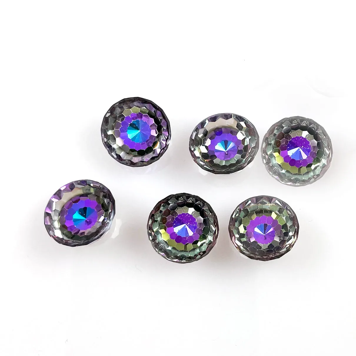 Czech Heliotrope Crystal Cabochons 14mm Vintage (6)