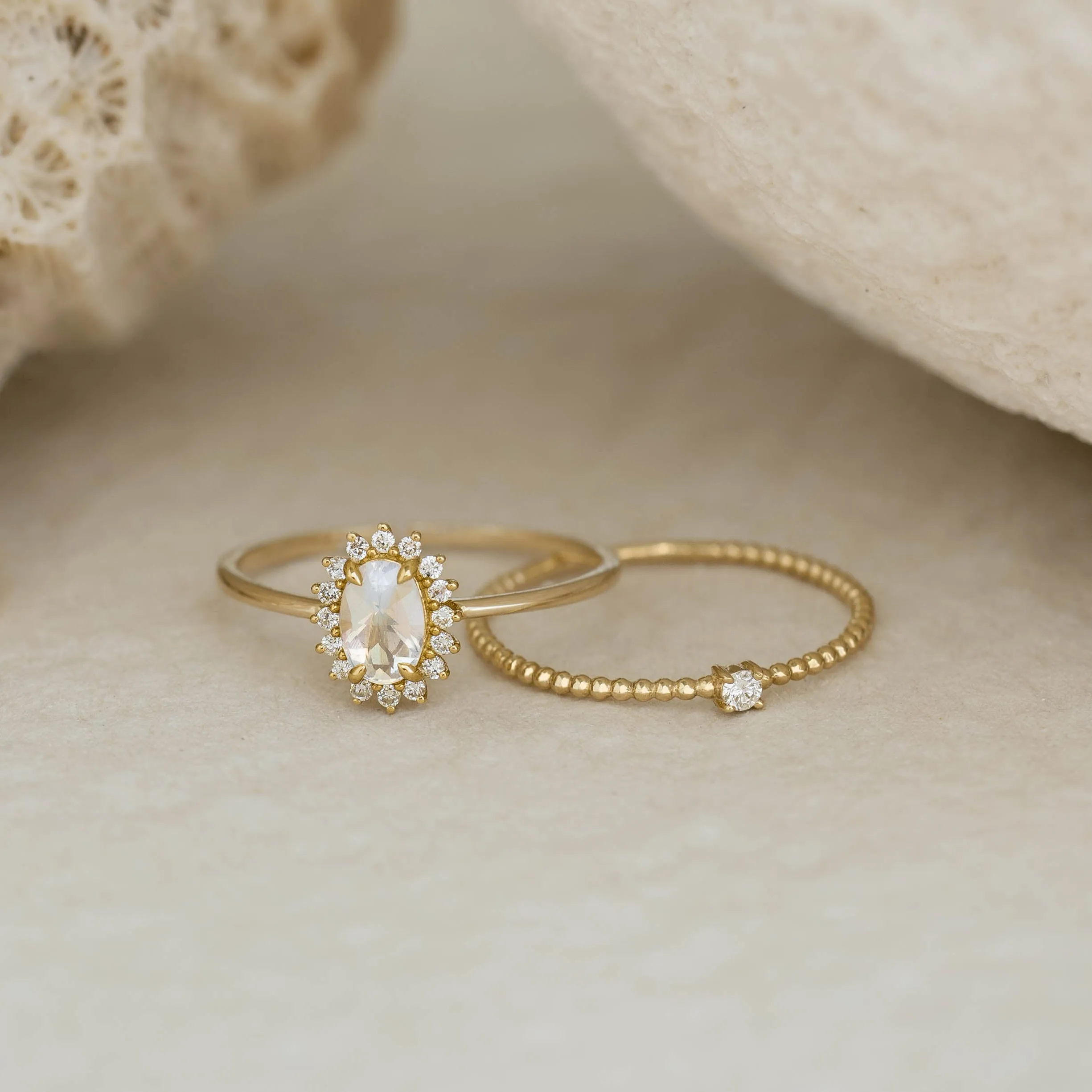 Diamond Beaded Ring 14k Gold - Natalie