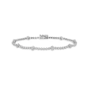 Diamond Flower Shape Tennis Bracelet (1.10 ct.) Buttercup Setting in 14K Gold