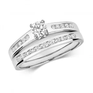 Diamond Jewellery 9k White Gold Bridal Ring Set with 22 Diamonds RD557W